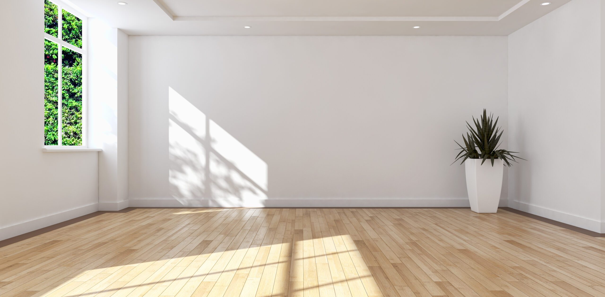 Modern bright interiors empty room 3D rendering illustration